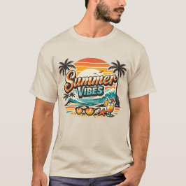 Camiseta Vibrações de Verão Praia Retro Tropical Vintage Fé