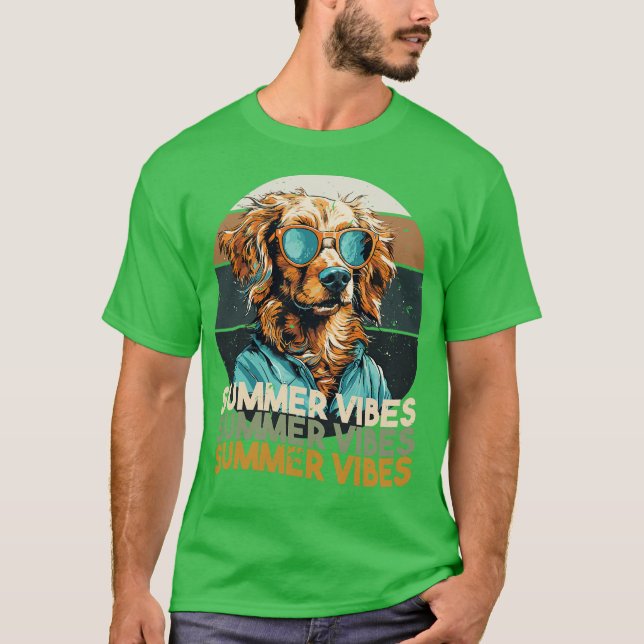 Camiseta Vibrações de verão retrô (Frente)