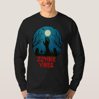 Camiseta Vibrações de Zumbi Cemitério ao Luar Crianças Ass