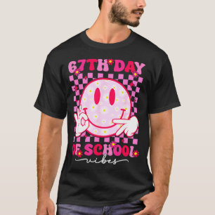 Camiseta Vibrações do 67º Dia de Escola 67 Meme Rosto Sorri