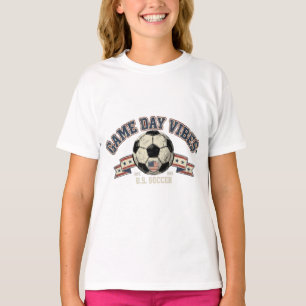 Camiseta Vibrações do Dia do Jogo Fã Retro de Futebol dos E
