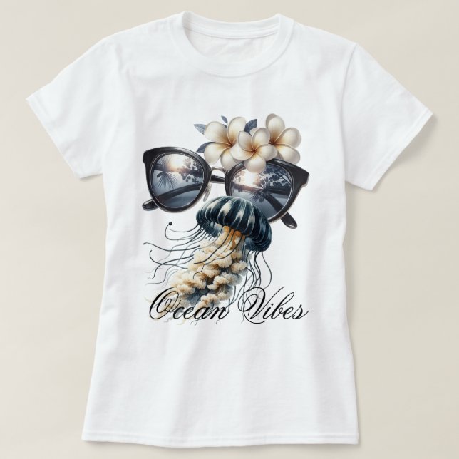 Camiseta Vibrações do Oceano (Frente do Design)