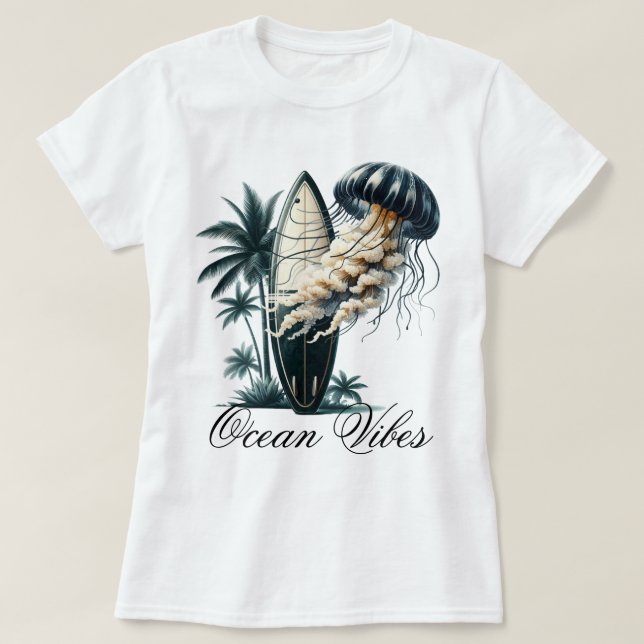 Camiseta Vibrações do Oceano (Frente do Design)