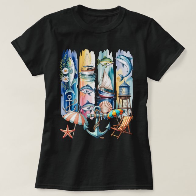 Camiseta Vibrações do Oceano (Frente do Design)