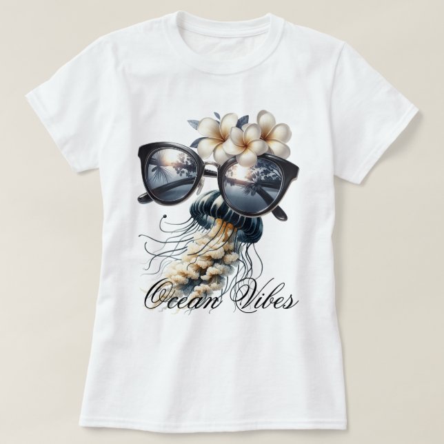 Camiseta Vibrações do Oceano (Frente do Design)