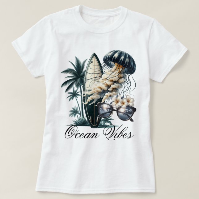 Camiseta Vibrações do Oceano (Frente do Design)