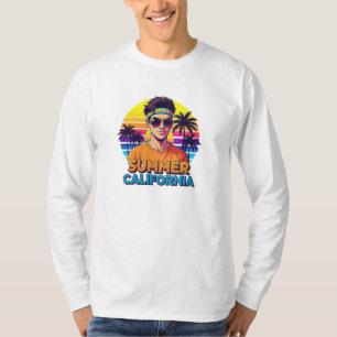 Camiseta Vibrações do Pôr do Sol Retro de Verão na Califórn