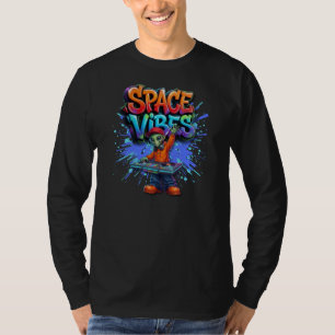 Camiseta Vibrações Espaciais Design de Rua de Música de DJ