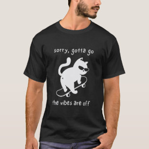 Camiseta Vibrações Estão Fora Gato Engraçado Skateboard Int