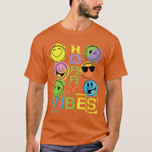 Camiseta Vibrações Felizes Rostos Felizes Coloridos Present
