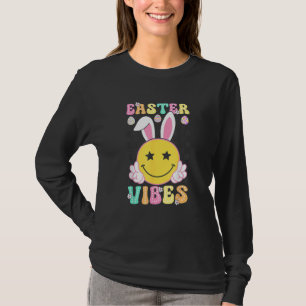 Camiseta Vibrações Groovy de Páscoa Coelho Dia de Páscoa Ro