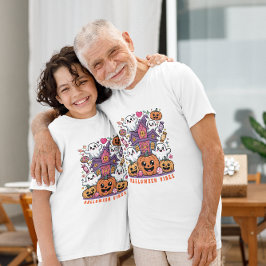 Camiseta Vibrações Kawaii de Halloween | Fantasmas & Abóbor