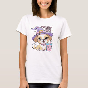 Camiseta Vibrações Positivas Apenas � Cachorro Fofo Com Chá
