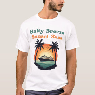 Camiseta Vibrações Retro de Cruzeiro do Pôr do Sol da Brisa