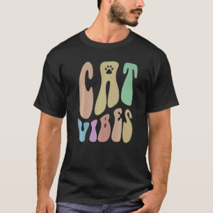 Camiseta VIBRAÇÕES Retro de GATO Patas Humor Amante de Anim