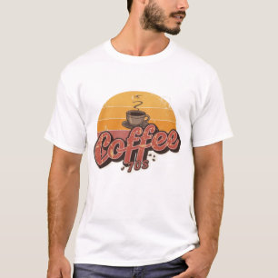 Camiseta Vibrações Retro dos Anos 70 Ilustração de Café c