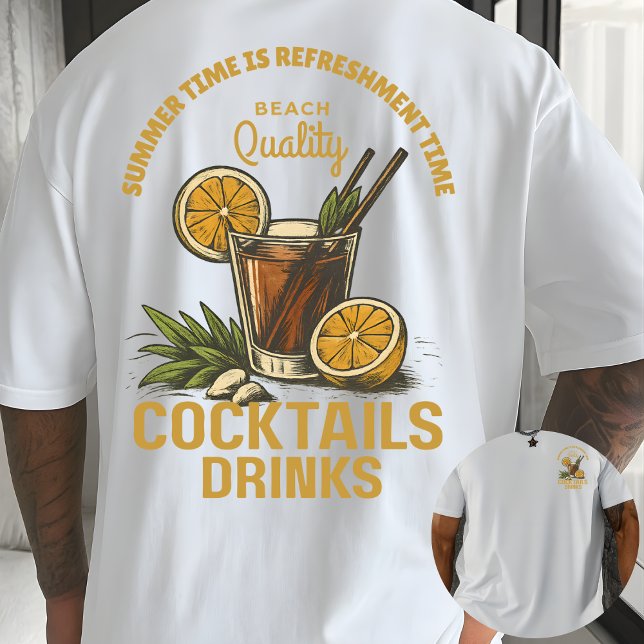 Camiseta Vibrações Tropicais: Bebida de Praia para Diversão (Criador carregado)