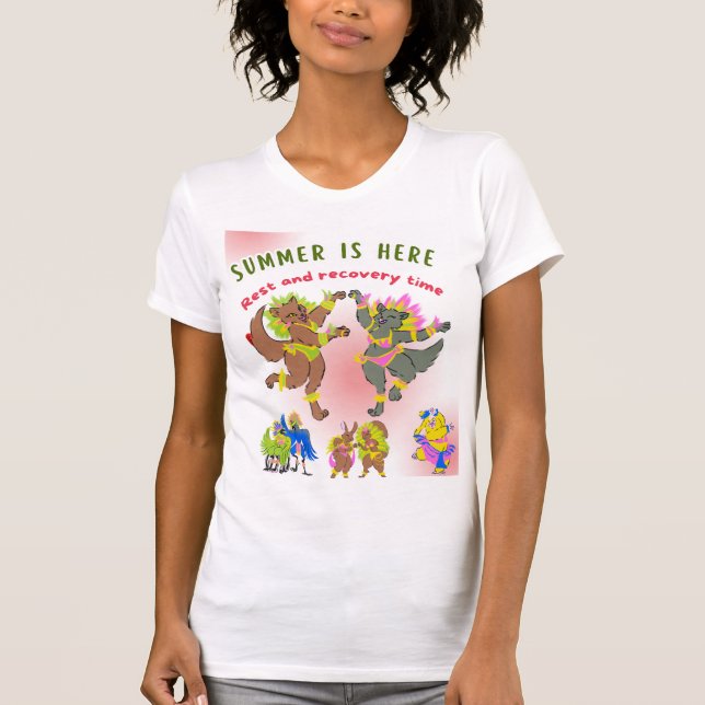 Camiseta 🌴🌞 Vibrações Tropicais e Criaturas Divertidas pa (Frente)