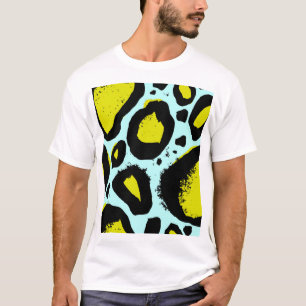 Camiseta Vibrância-Leopardo: Texturas Selvagens Coloridas.