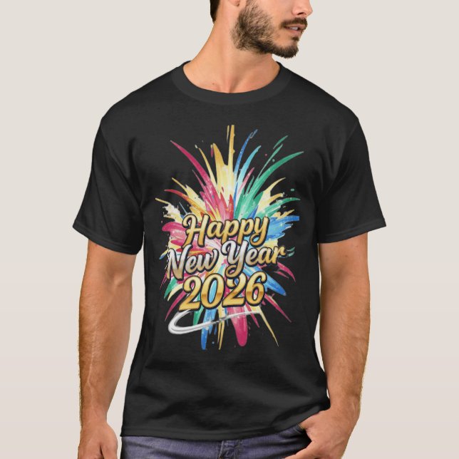Camiseta Vibrant 2026 New Year Typography (Frente)