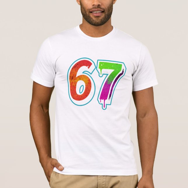 Camiseta  Vibrant 67 Art – Hand-Painted Number Design  (Frente)
