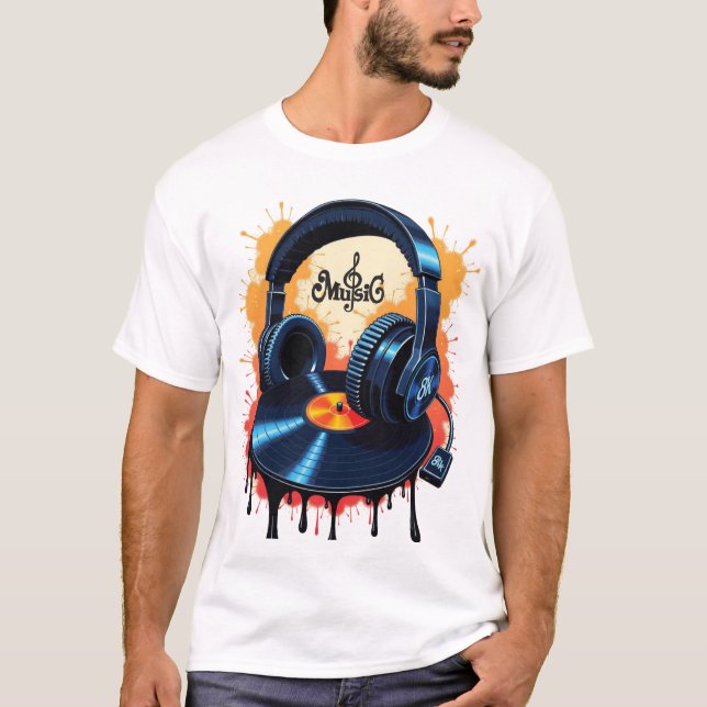 Camiseta Vibrant 8K Vinyl Headphone Art - Melodic Fusion (Frente)