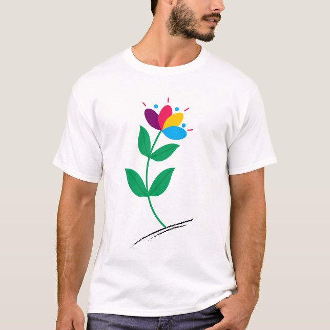 Camiseta Vibrant Bloom: Uma Delícia Floral Colorida (Frente)