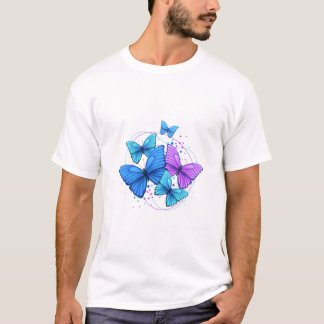 Camiseta Vibrant Blue & Purple Butterfly Artwork – Aestheti