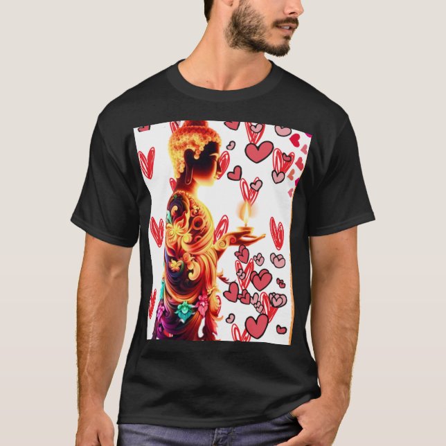 Camiseta 🕊️ ✨ Vibrant Buddha Trabalho de arte 🌸 ❤️ - Um S (Frente)
