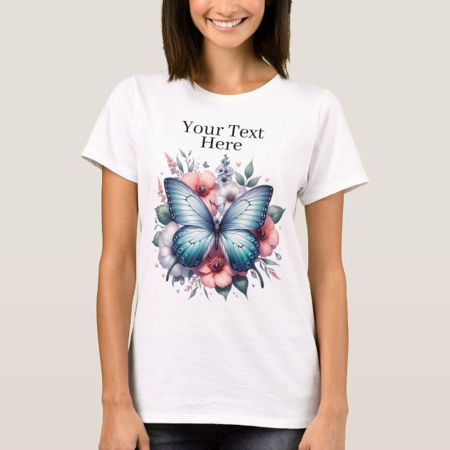 Camiseta Vibrant Butterfly Floral Bouquet Art-96283 (Frente)