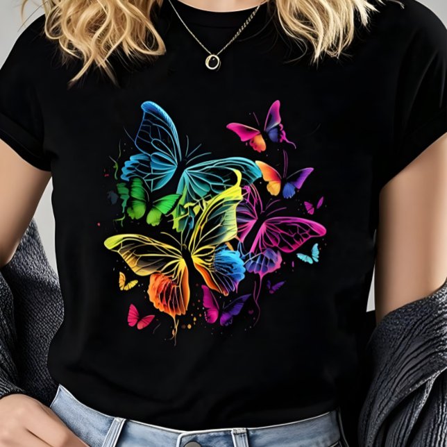Camiseta Vibrant Colorful Watercolor Butterfly Women’s  (Criador carregado)