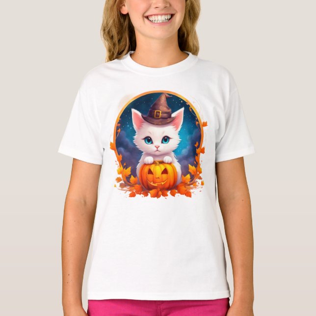 Camiseta Vibrant cute kitten halloween (Frente)