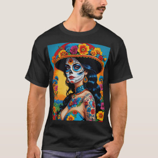 Camiseta Vibrant Floral Catrina Dia do Morto Tee