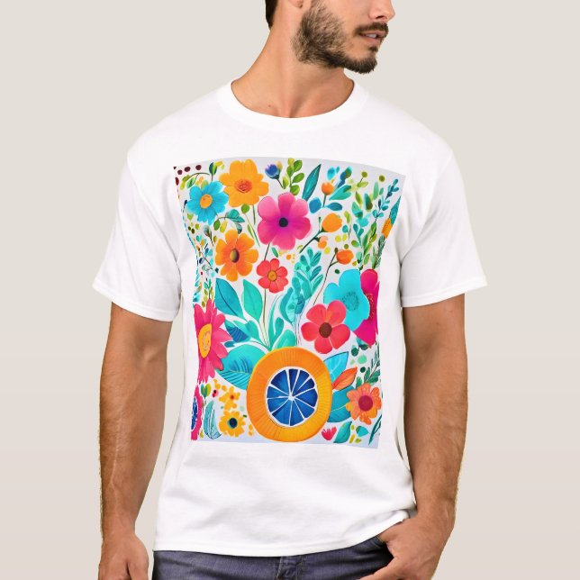 Camiseta Vibrant Floral Fiesta (Frente)