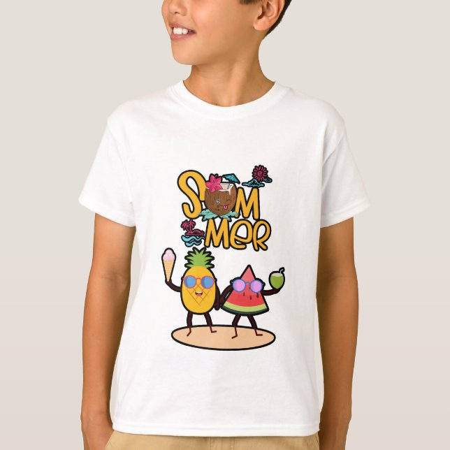 Camiseta Vibrant Hello Summer | Colorful Ocean Animals  (Frente)