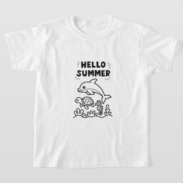 Camiseta  Vibrant Hello Summer | Colorful Ocean Animals (Postura )