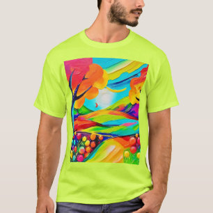 Camiseta Vibrant Hillside Harmony Painting