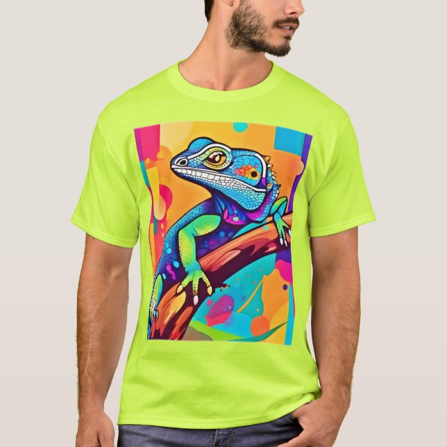 Camiseta Vibrant Lizard Trabalho de arte (Frente)