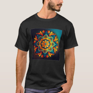 Camiseta Vibrant Mandala Ilustração Colorida Mulheres