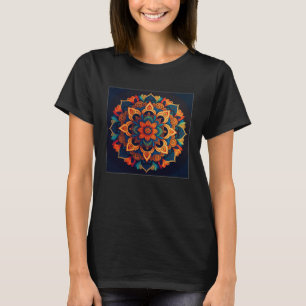 Camiseta Vibrant Mandala Ilustração Colorida Mulheres