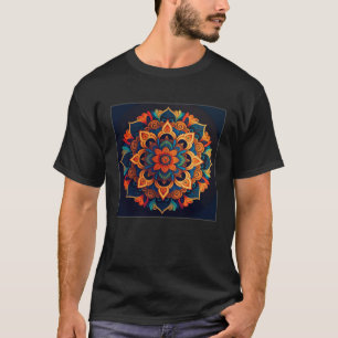 Camiseta Vibrant Mandala Ilustração Colorida Mulheres