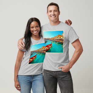 Camiseta Vibrant Mediterranean Port Life Design