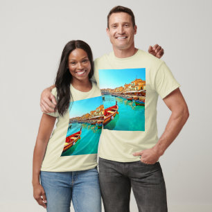 Camiseta Vibrant Mediterranean Port Life Design
