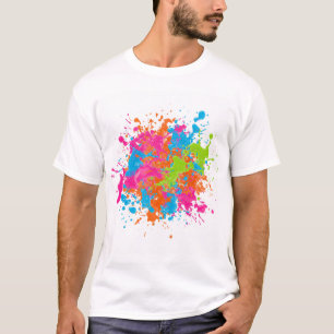 Camiseta Vibrant Neon Splash Abstrato Art