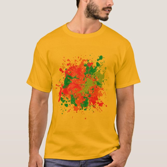 Camiseta Vibrant Neon Splash Abstrato Art (Frente)