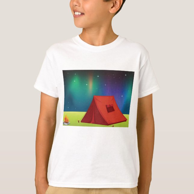 Camiseta Vibrant Northern Lights Camping Tent Night (Frente)