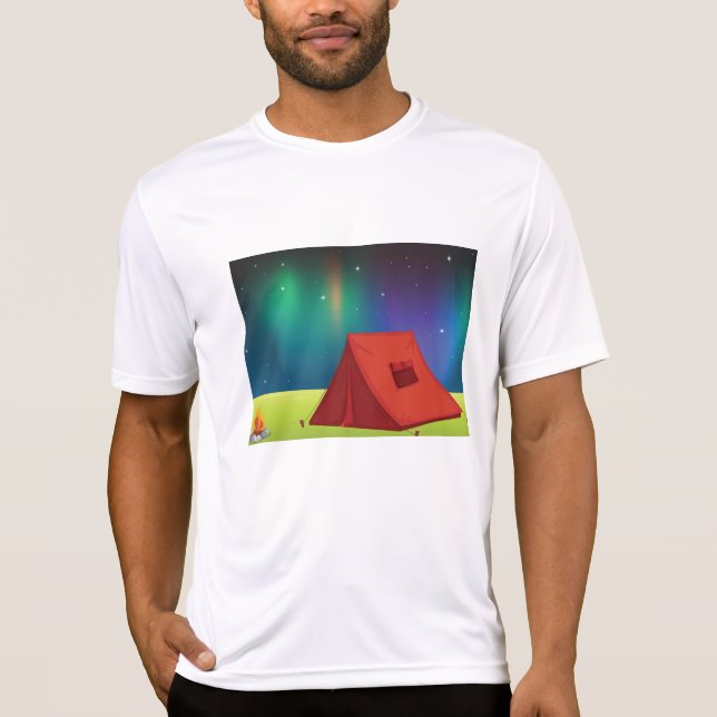 Camiseta Vibrant Northern Lights Camping Tent Night (Frente)