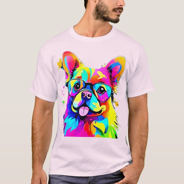 Camiseta Vibrant Pup: Abstract Dog Art (Frente)