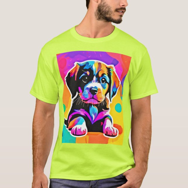 Camiseta Vibrant Puppy Trabalho de arte (Frente)