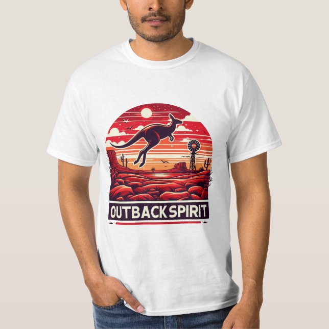 Camiseta Vibrant Red Retro Desert Kangaroo Outback (Frente)